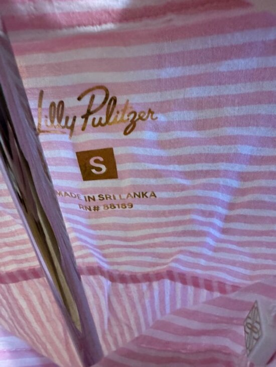 NWT $118 Lilly Pulitzer Sea View Button Down Conch Shell Pink Oxford Stripe S - Picture 3 of 6